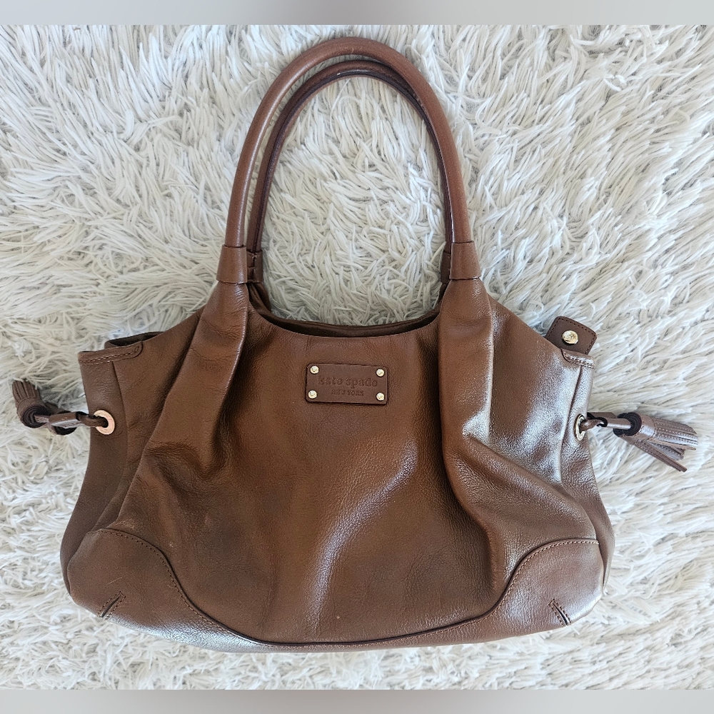 ☆ SOLD ☆ Kate Spade NY Berkshire Road Stevie Stratford Satchel Brown Leather - Picture 2 of 16